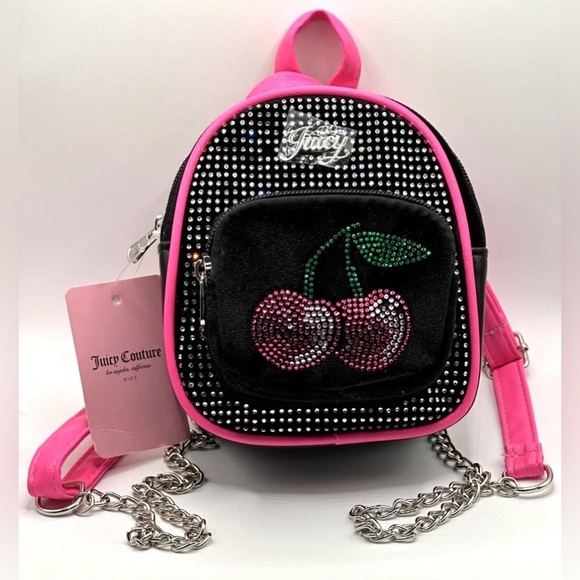 Juicy Couture Mini Backpack Purse Cherry Rhinestone Design Viral TikTok Bag